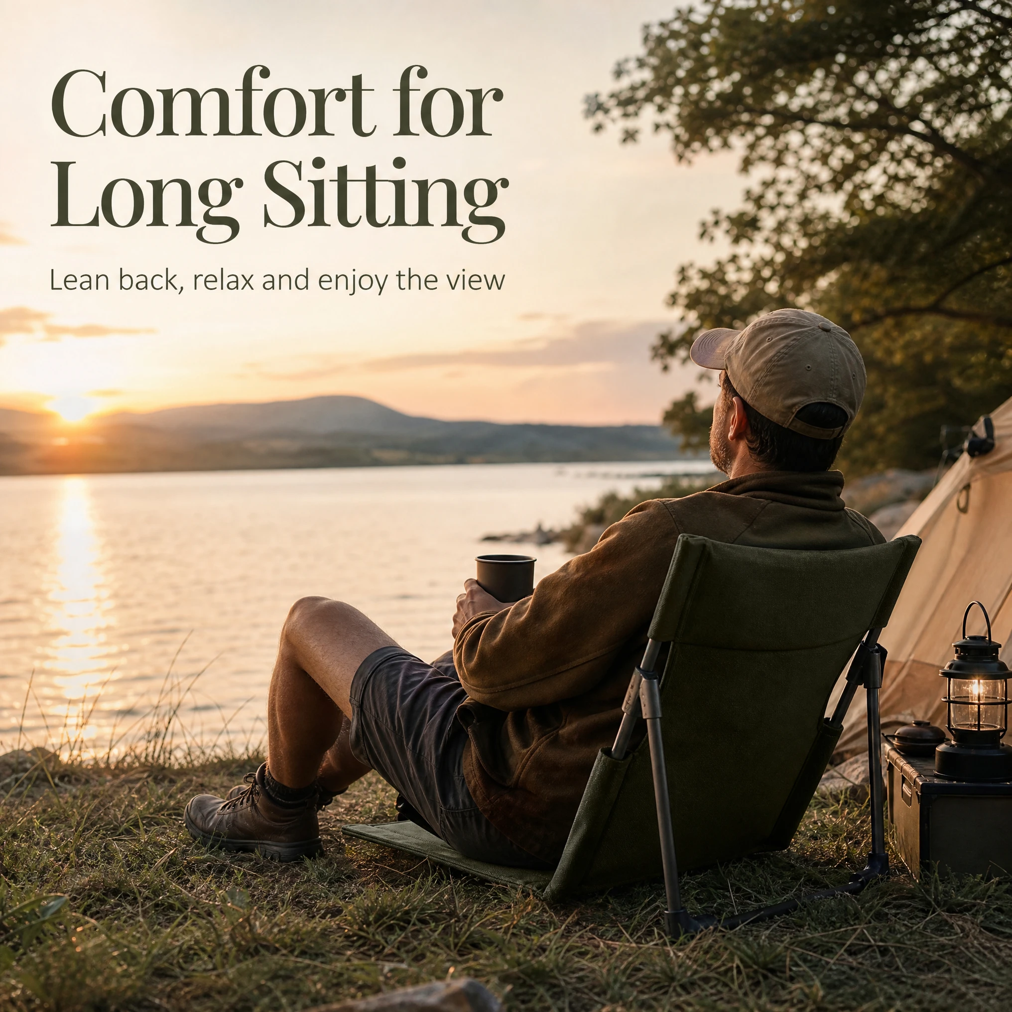 Portable Collapsible Beach Folding Chair Wear‑resistant Oxford Cloth Outdoor Camping Seat with Storage Pocket for Beach Vacation