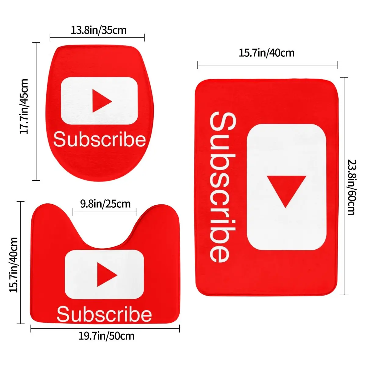 أنت أنبوب الاشتراك اللعب زر فيديو 3 قطعة حمام حصيرة الحمام مجموعة غطاء المرحاض غطاء ديكور المنزل عدم الانزلاق السجاد سجادة أرضية #3