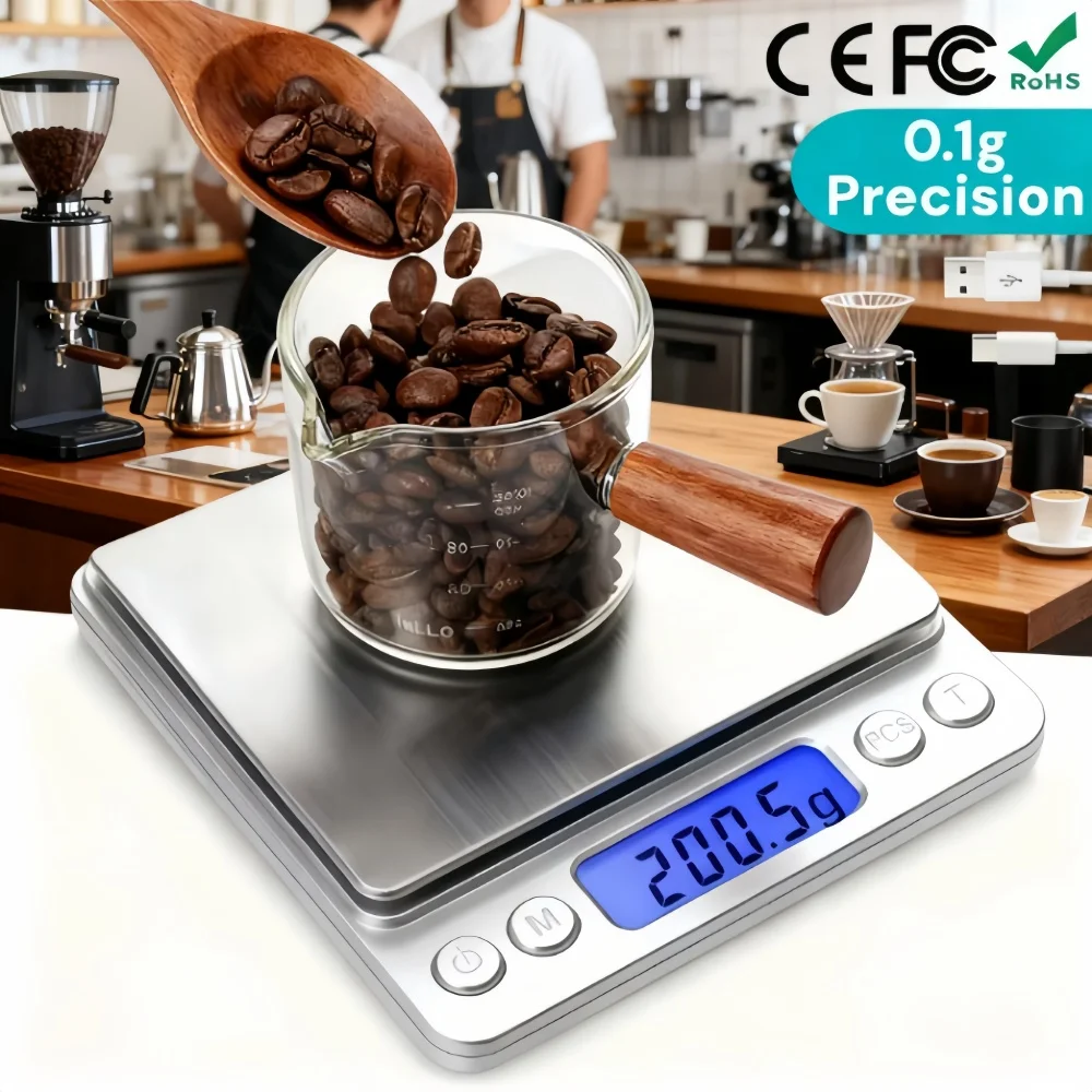 ميزان المطبخ الرقمي شاشة LED 0.1 جرام لوح من الفولاذ المقاوم للصدأ موازين إلكترونية مجوهرات منزلية وجبات خفيفة طعام وزن أدوات الخبز