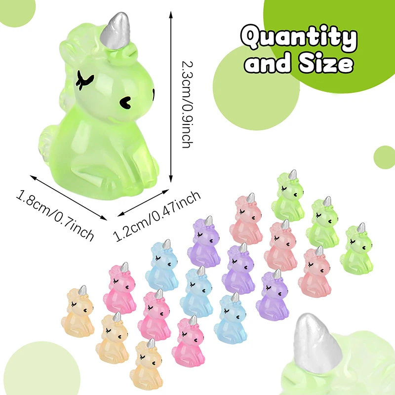 12/24/36pcs Mini Unicorn Resin Luminous Miniature Figurines Glow in the Dark for Home Garden Ornaments Party Decor Kids Gifts