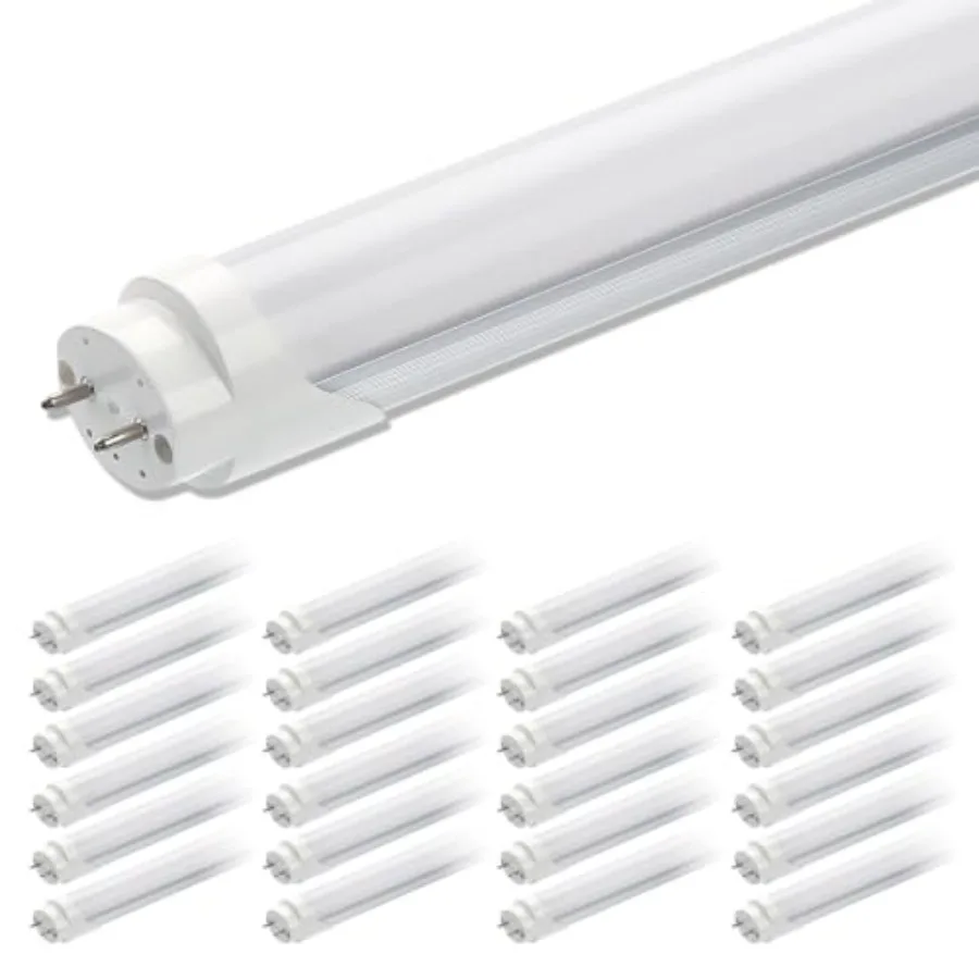 24 Pack T8 LED Bulbs 4FT, 6000K Daylight White, 40W Equivalent, Ballast Bypass, Dual Ended Type B Light Tube, LED Fluorescent T