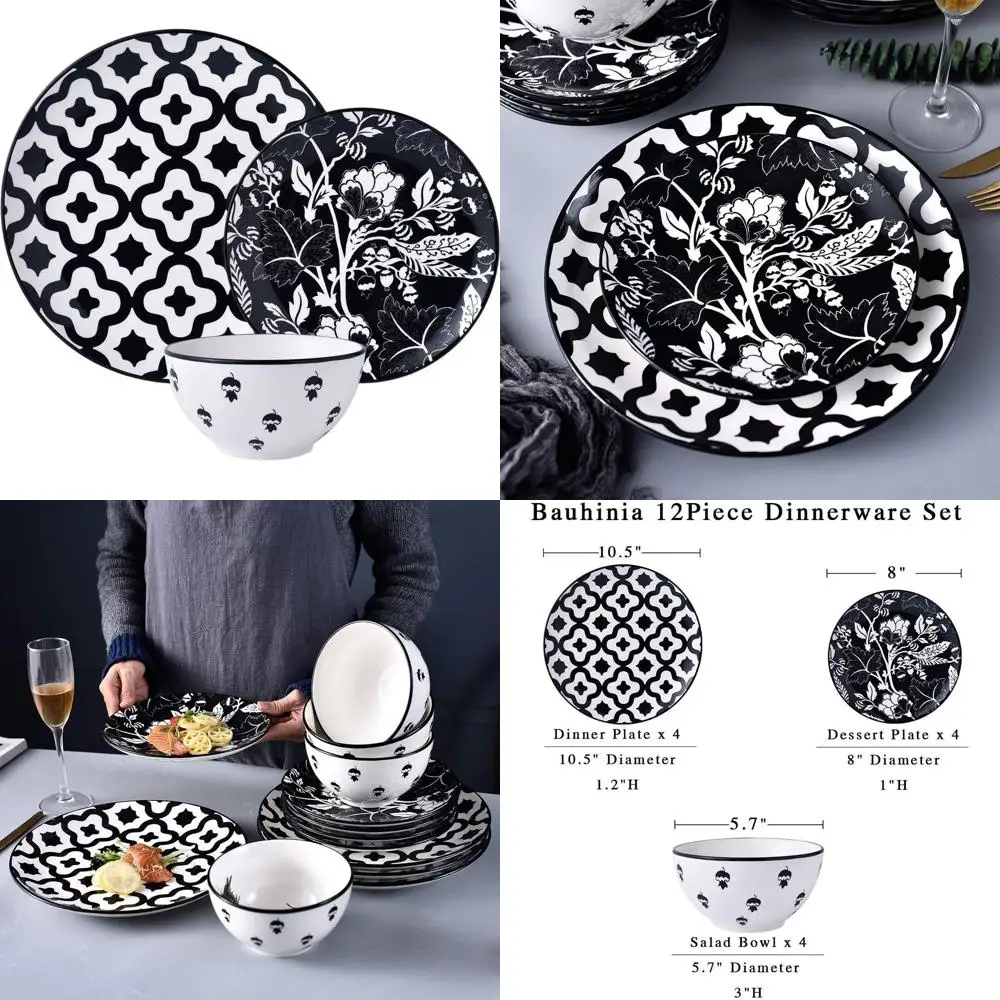 

Элегантный набор тарелок и мисок из керамогранита на 4 персоны