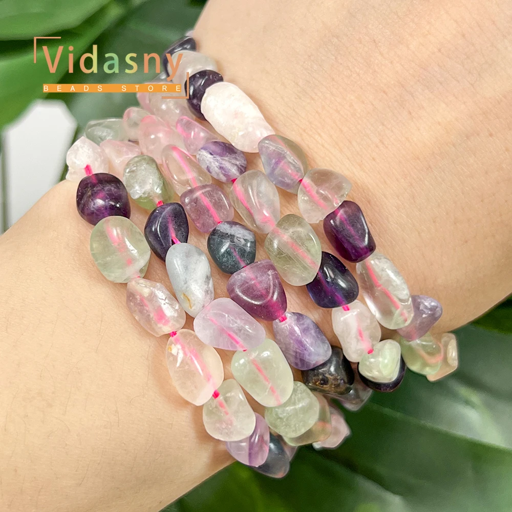 8-10mm Naturstein Lila Fluorit Unregelmäßige Ovale Lose Perlen für Schmuckherstellung Handgefertigte DIY Armbänder Zubehör – Detail 3