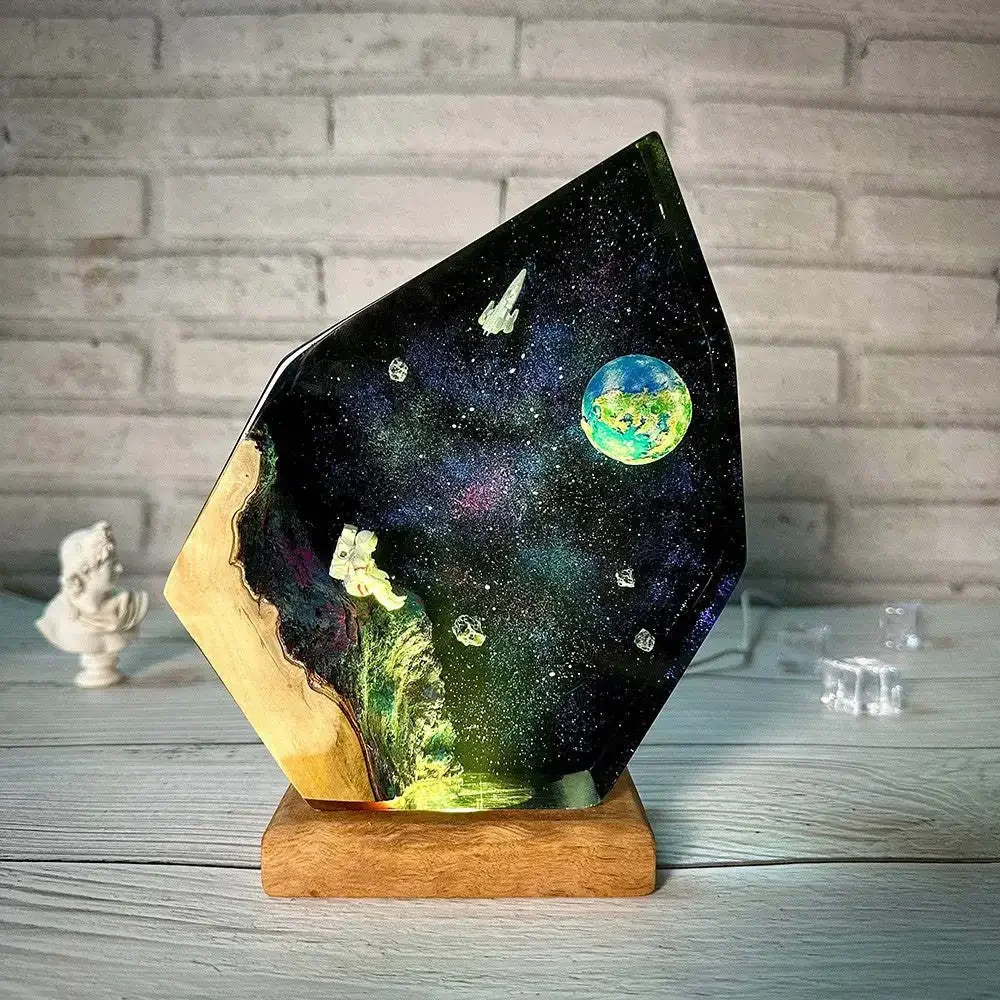Galaxy astronaut resin art night light, interstellar epoxy resin design space theme holiday gift recommendation