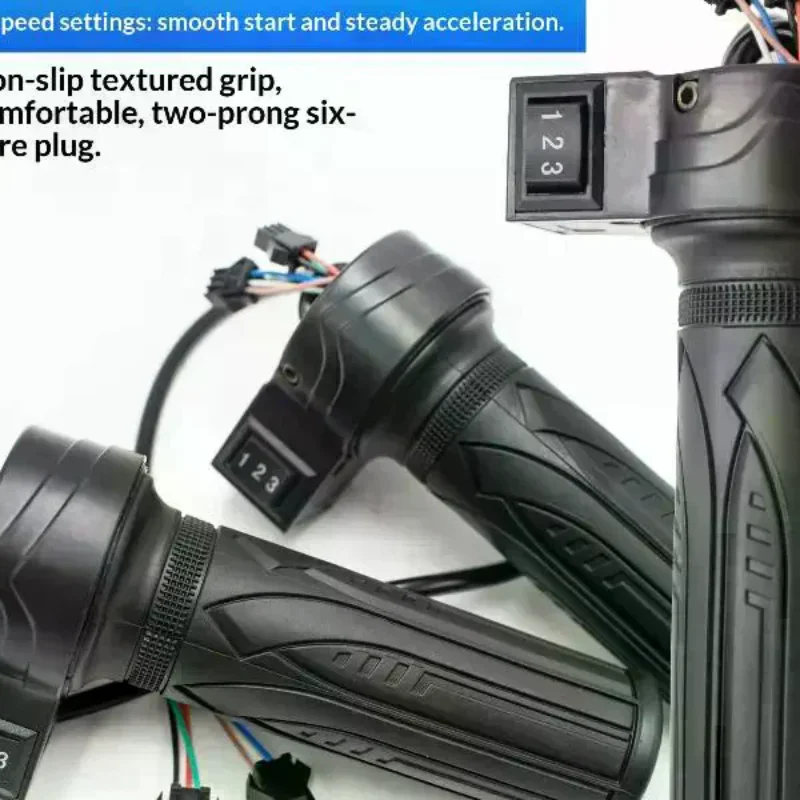Motorcycle 3-Speed Electric Bike Scooter Speed Control Throttle Twist Grip Handlebar Accelerator For E-Bike Replacement 1PC