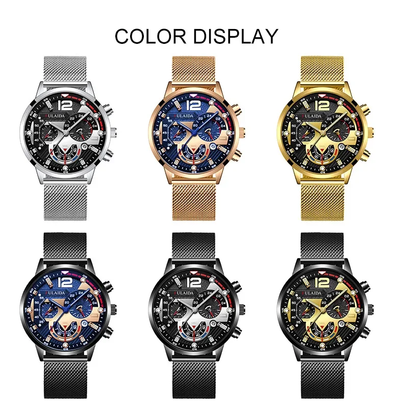 Часы наручные мужские кварцевые из нержавеющей стали, роскошные модные светящиеся деловые повседневные, золотистые