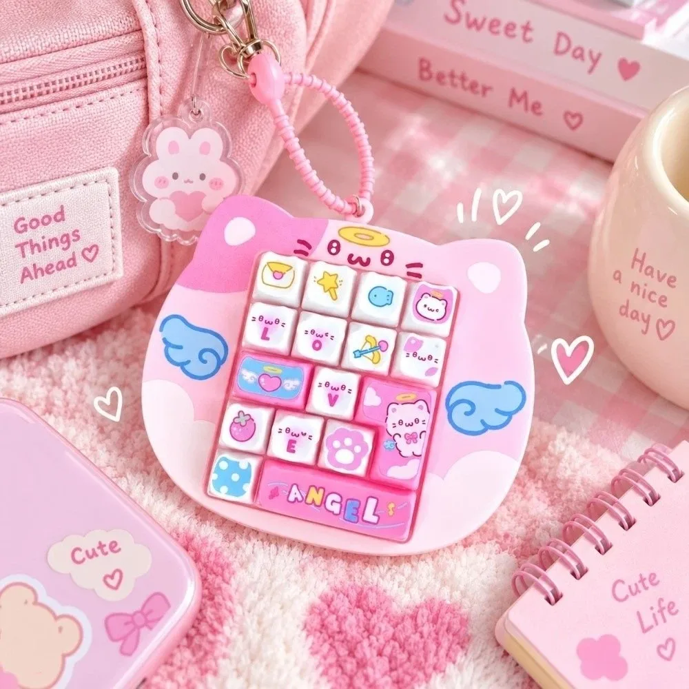 16-Tasten-Fidget-Tastatur-Schlüsselanhänger, niedliches Design, kreativer Stil, Katzenform, Taschenanhänger, Mini-Tastatur-Anhänger – Detail 6
