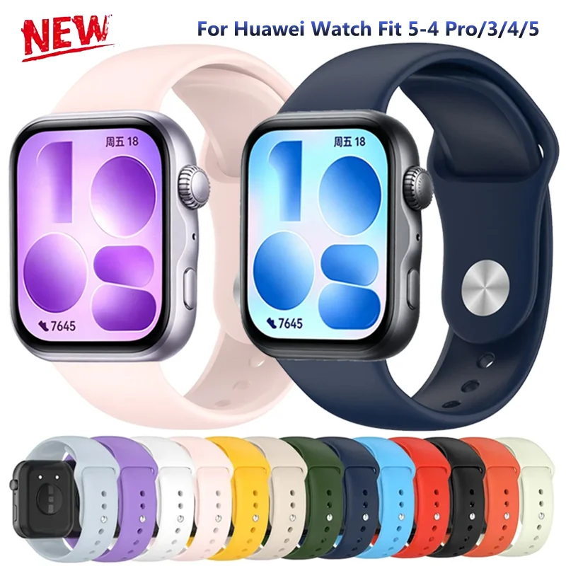 Sport-Silikonarmband für Huawei Watch Fit 3/4/5, bequemes, atmungsaktives, weiches Armband für Huawei Watch Fit 4 Pro/5 Pro, Zubehör