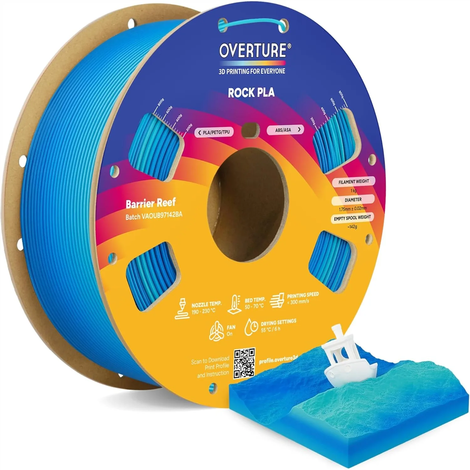 

Rock PLA Filament 1.75mm, Marble Texture 3D Printer Filament 1kg Spool, Dimensional Accuracy +/- 0.02 mm for Most FDM Printers