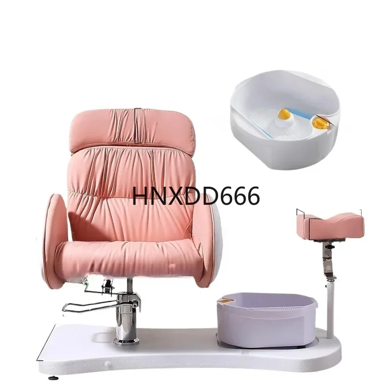 Hydraulic Pedicure Chair with Foot Spa, No Plumbing Required, 360 Swivel Reclining Unit for Nail Technicians