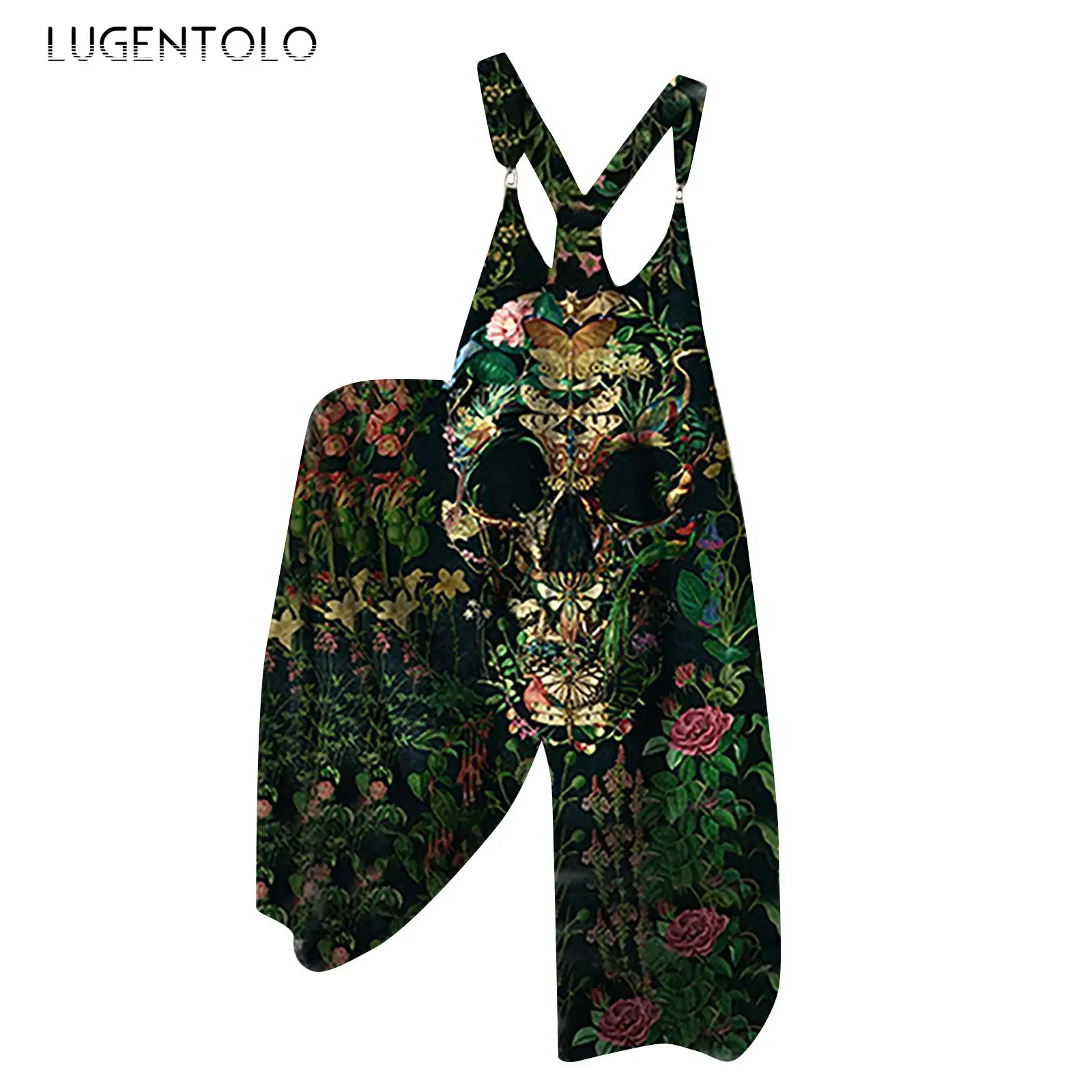 Women Casual Jumpsuits Sleeveless Multi-pattern Skull Print Summer Fashion Female Loose Street Thin Jumpsuit Part 2