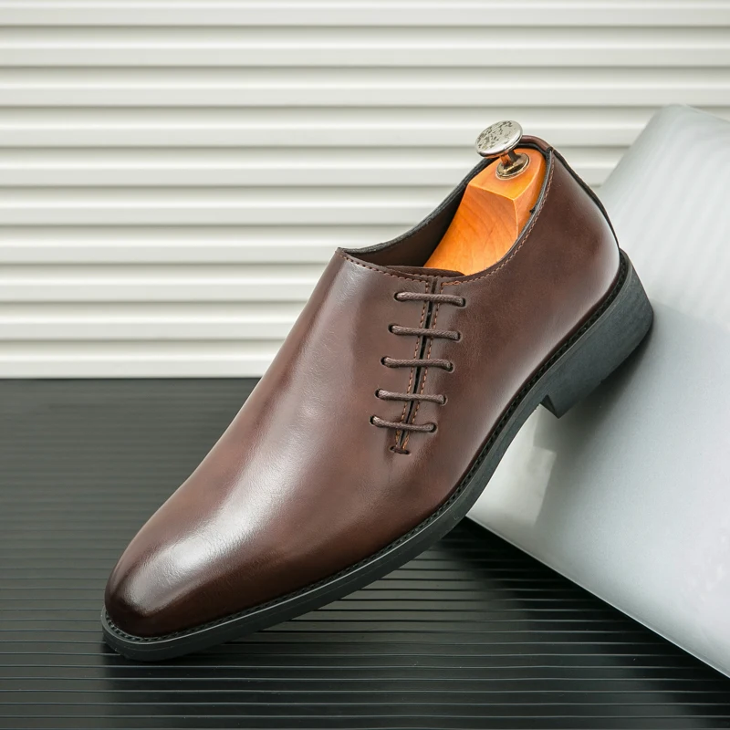 

Мужские деловые туфли-дерби с острым носком, черные и коричневые, в европейском и американском стиле, брендовые, для официальных мероприятий, размеры 38-46