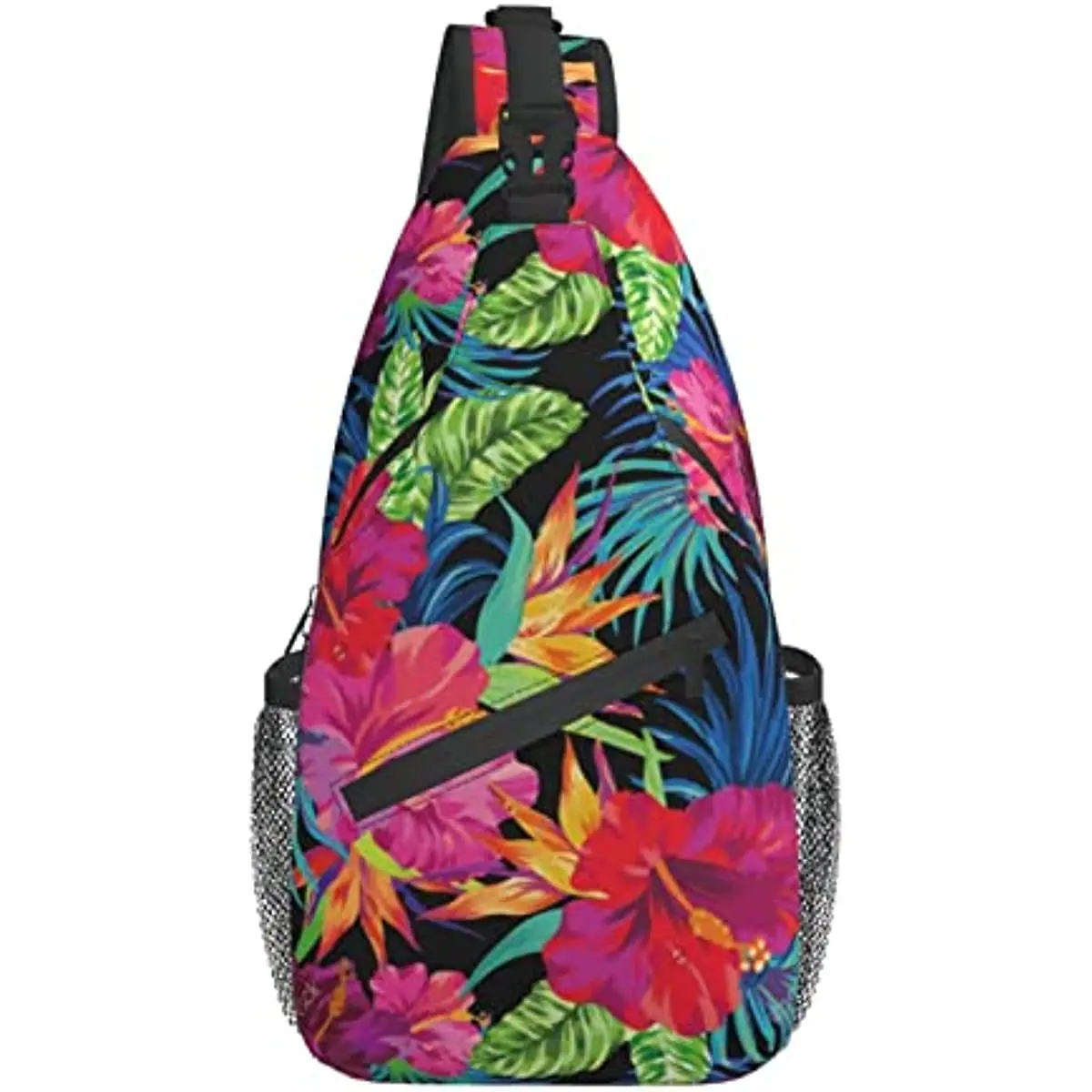 Tropical Flower Sling Bag Crossbody Travel Hiking Chest Backpack Shoulder Daypack for Women Men One Size