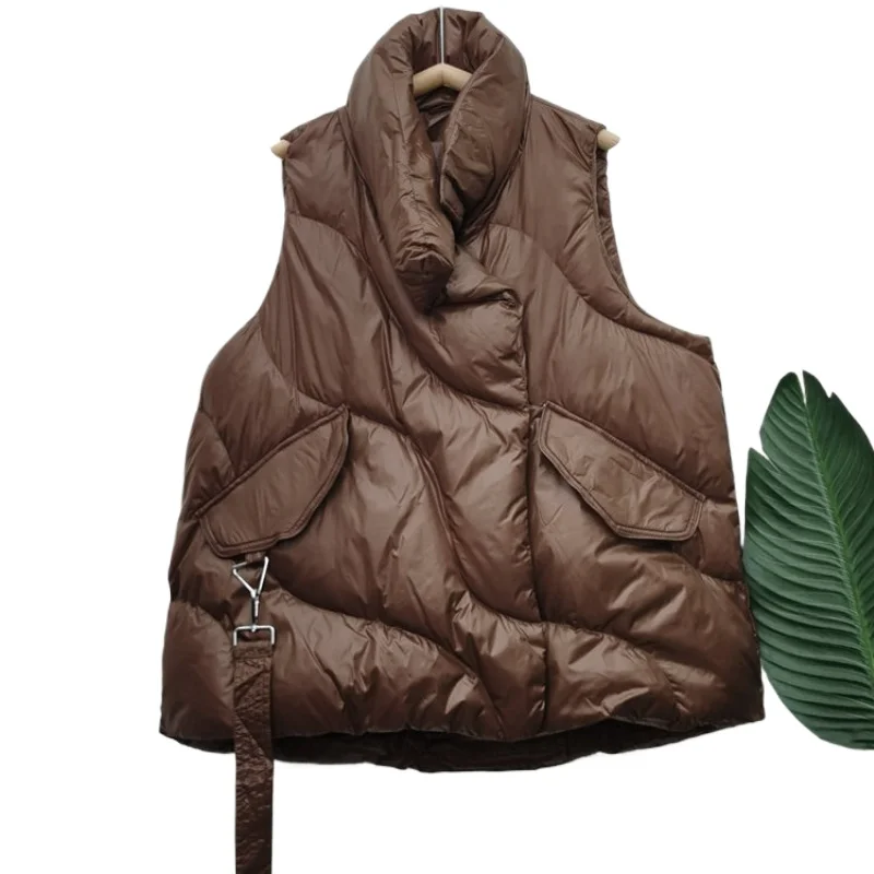 Winter Down Cotton Vest Women Loose Solid Sleeveless Jacket Coat Black White Warm Vests Autumn Lightweight Waistcoat Female