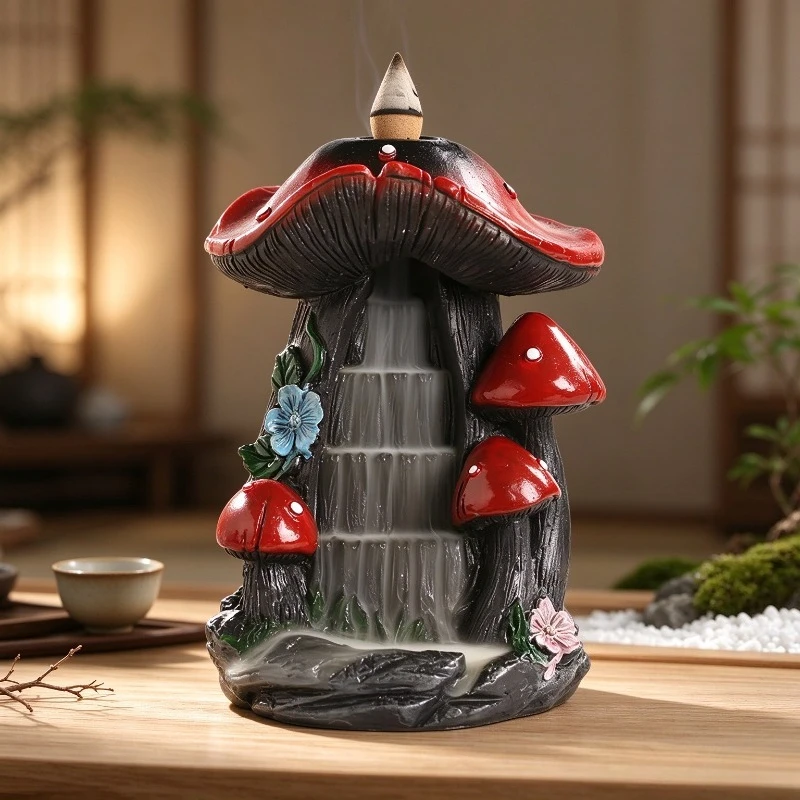 Resin Sandalwood Censer Home Decorations Creative Mushroom North American Style Reverse Flow Incense Burner Craft Gifts