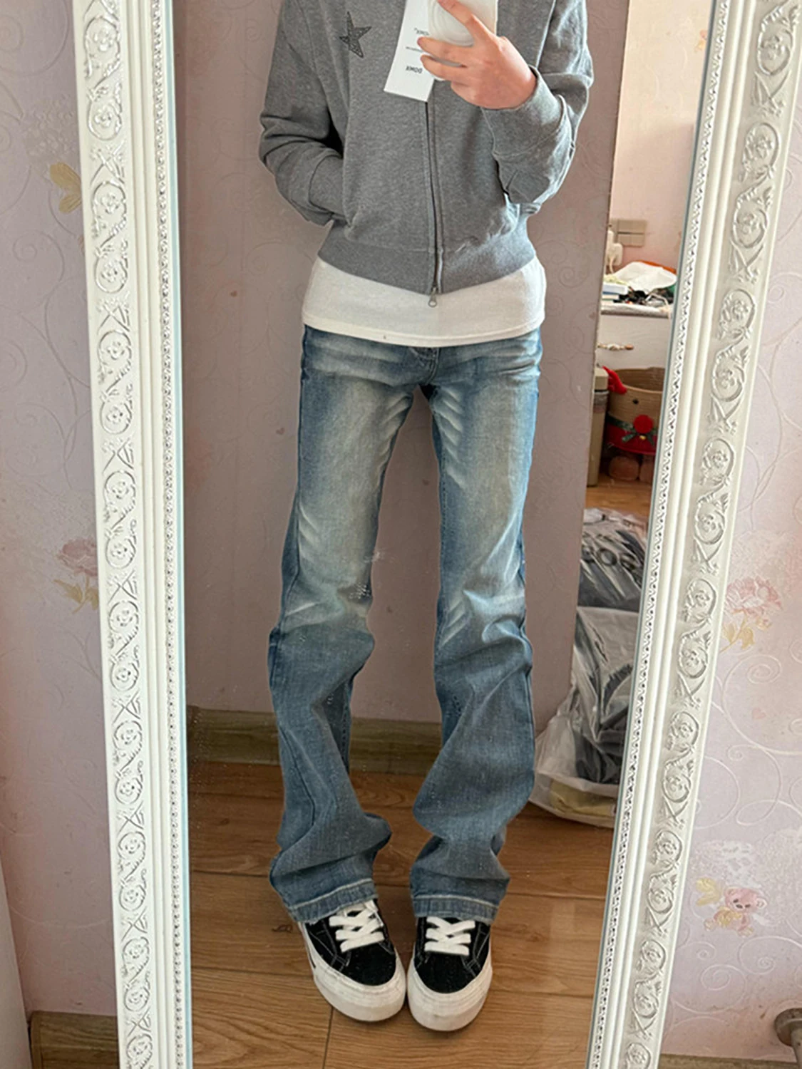 

Американские ретро-джинсы с низкой посадкой, облегающие, прямого кроя, из денима, для женщин, больших размеров, эластичные, сексуальные, повседневные, однотонные.