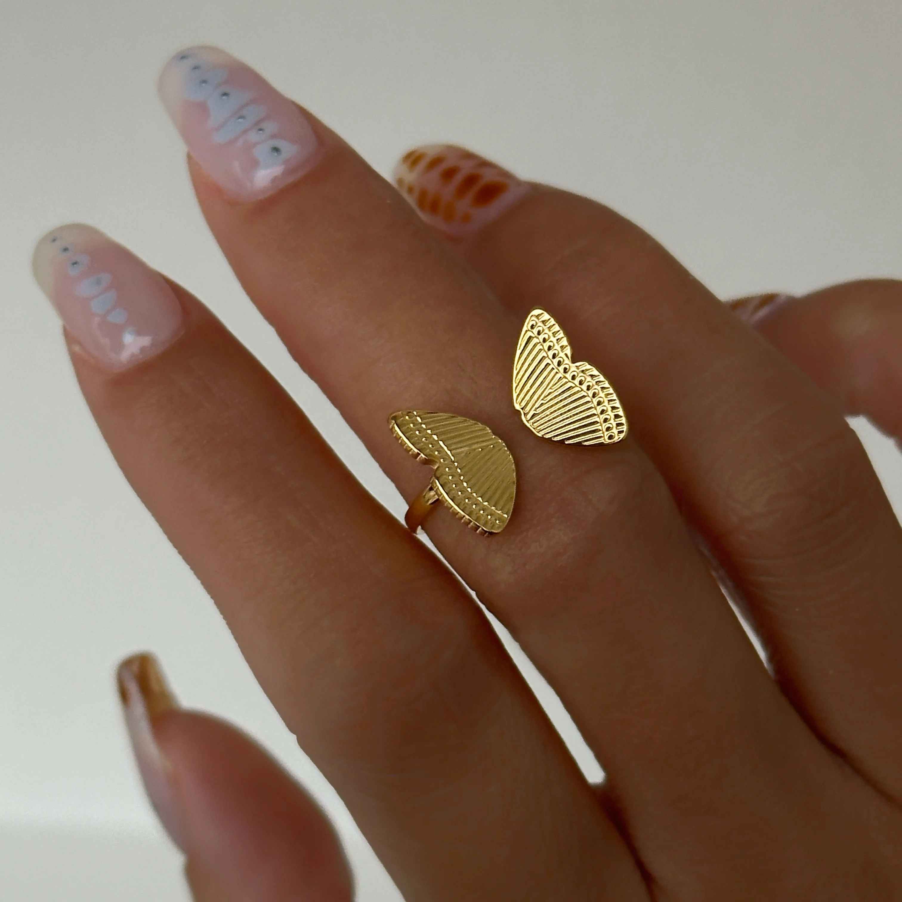 DASEIN Cute Butterfly Wings Ring for Girls Ins Trendy 18k Pvd Gold Plated Stainless Steel Polished Vintage Dainty Jewelry