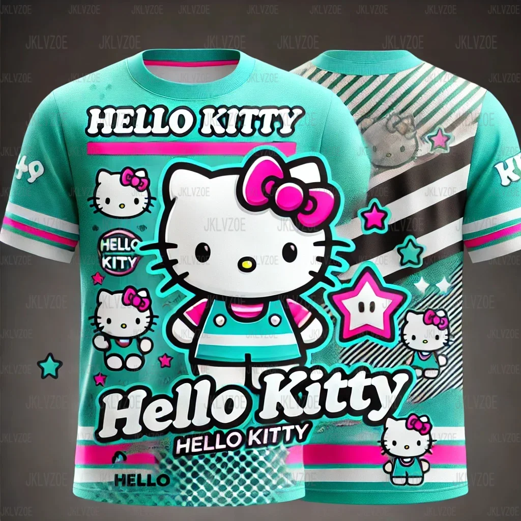 

Sanrio Hello Kitty 3D Print Спортивная быстросохнущая дышащая мужская футболка с милым рисунком для малышей, одежда для родителей и детей, топ с короткими рукавами для мальчиков и девочек