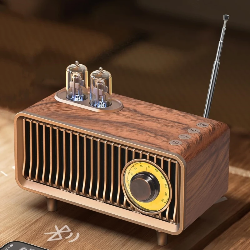 

Indoor BT Vintage Radio Water Transfer Printing Radio with Powerful Sound Speakers Support TF Card /U Disk /AUX Music Player