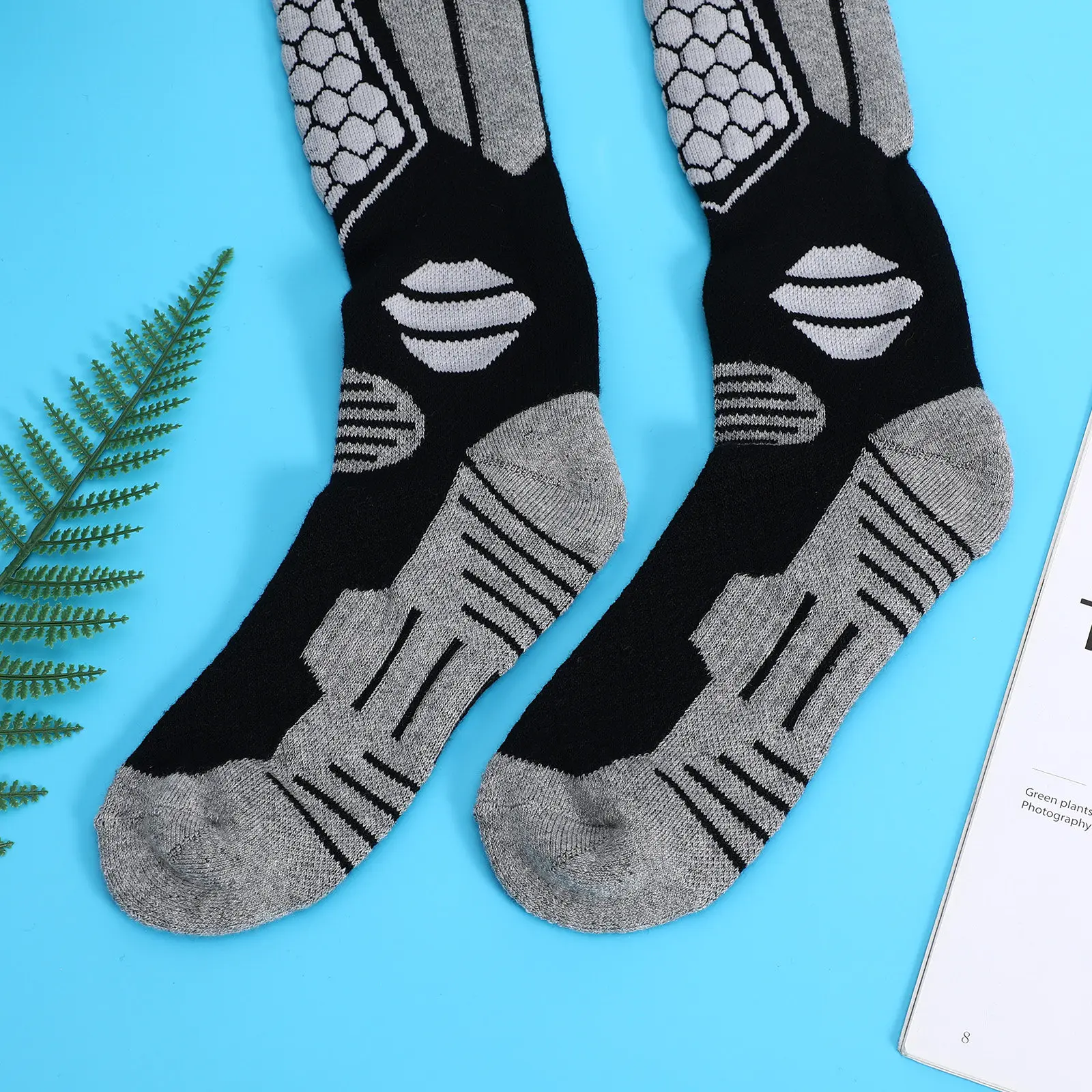 

2 пары зимних лыжных носков длиной до икр, толстые, теплые, эластичные, дышащие носки для катания на лыжах, сноуборде, пеших прогулок и активного отдыха на природе