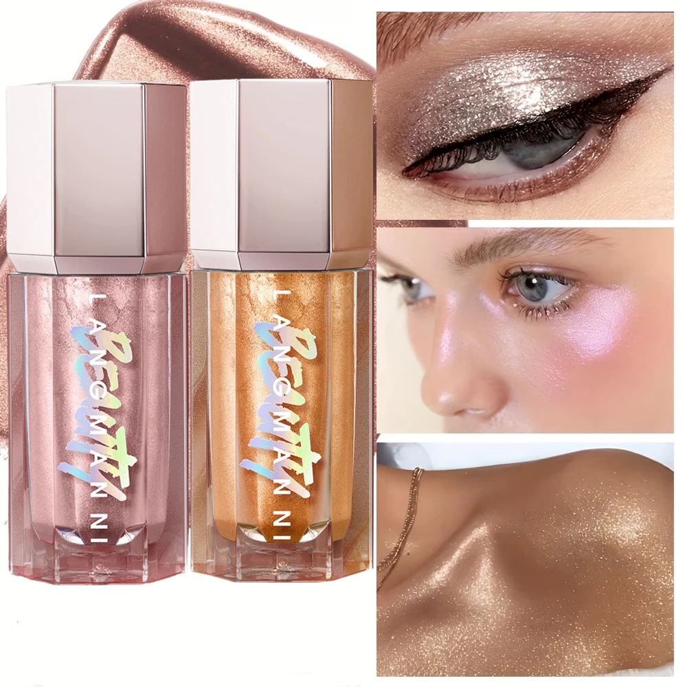 3 Colors Face Brightening Cream, Glitter Highly Saturated Liquid Highlighter, Bright Color Face Contour Makeup Highlighting