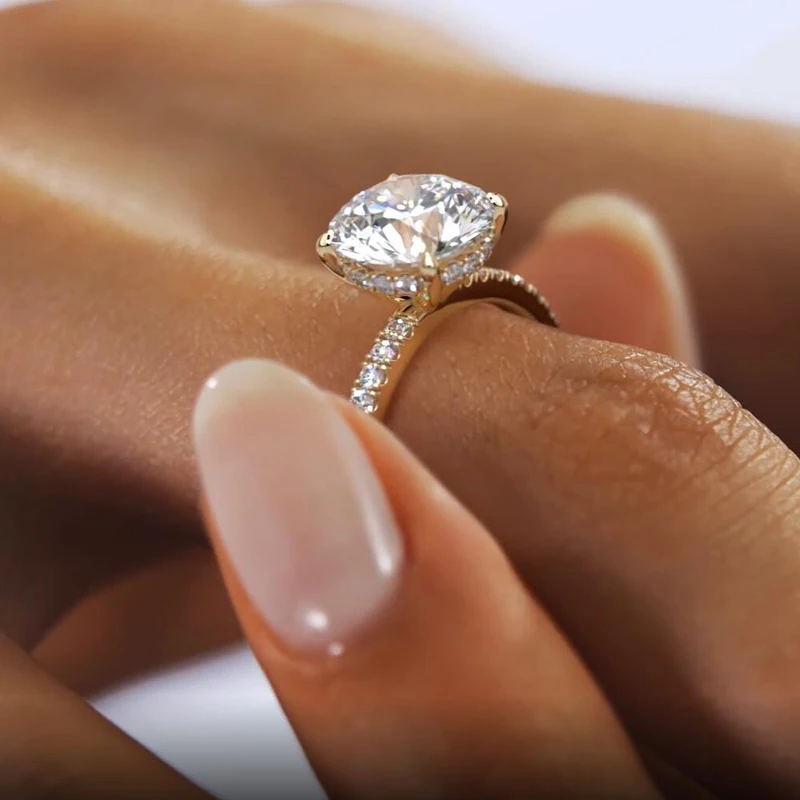 Lngy Moissanite cincin pertunangan wanita, cincin pertunangan asli bersertifikat 925 Sterling Silver Prong pengaturan cincin pernikahan hadiah perhiasan pesta