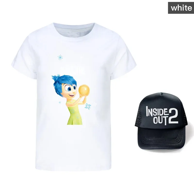 

111 www Детская одежда Футболка с героями мультфильмов Inside Out 2 Joy Футболки для мальчиков и девочек Детская одежда Топы Хлопковая футболка +