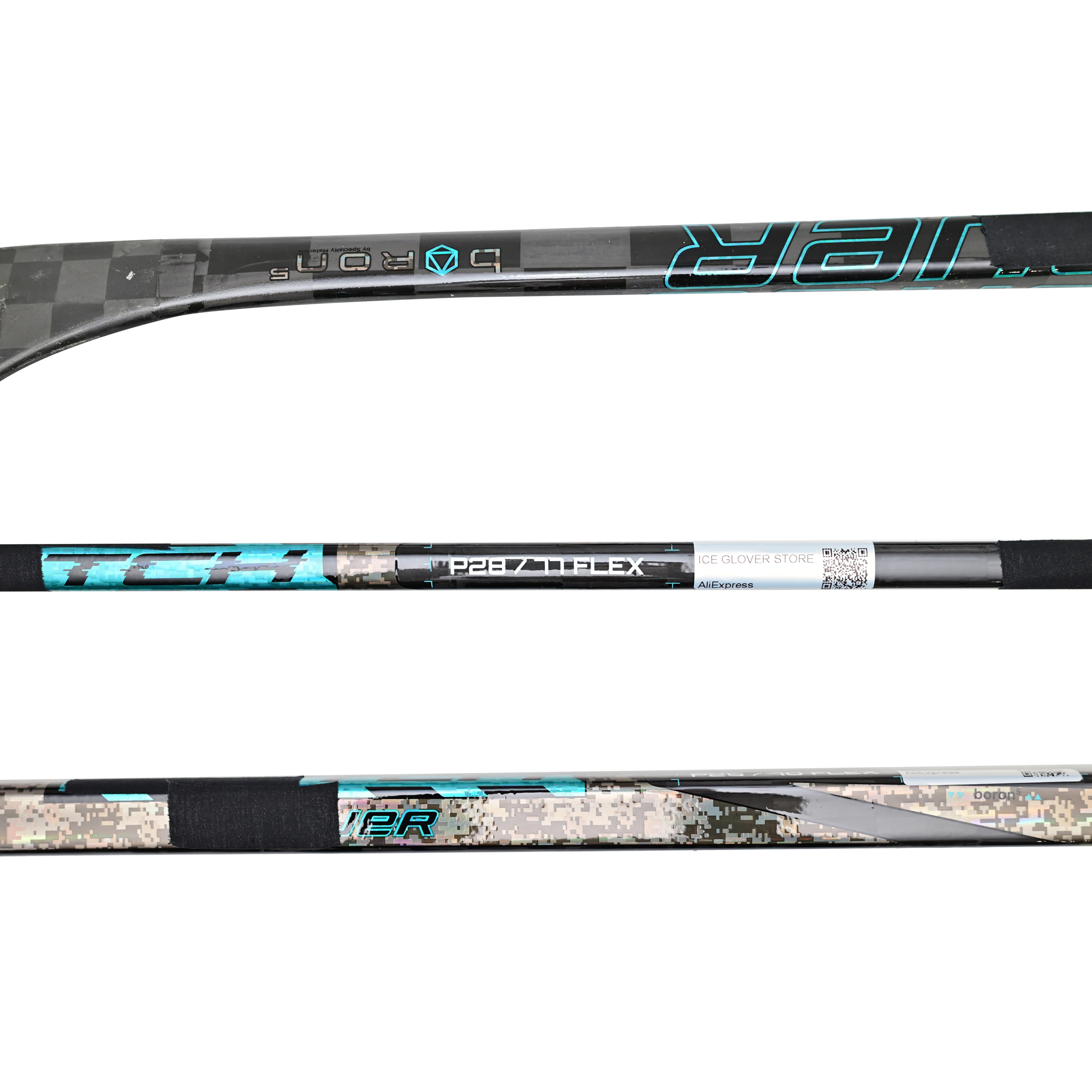 

[4-PACK] Real Ice Carbon Fiber Hockey Stick, Low Lick Point, Random Color, SR, Twilight Red Grip, 4 Pack