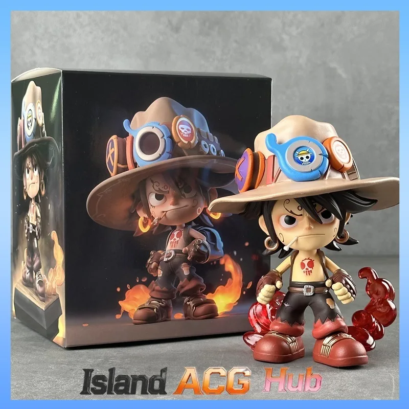 

One Piece Monkey D. Ace Cowboy Ver. Q Version Figure Standing Pose Cute Anime Model Car Desktop Decoration Collectible Gift