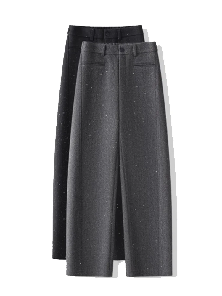 Tianxing laine Fce doublé pantalons décontractés femmes automne hiver nouveau Sle iny grande taille ample drapé mince jambe large pantalon