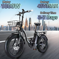 KETELES KF9 Folding Electric Bicycle 1000W 48V35AH Lithium Battery Adult City Electric Bike 20*4.0 inch Fat Tire Mountain E-bike