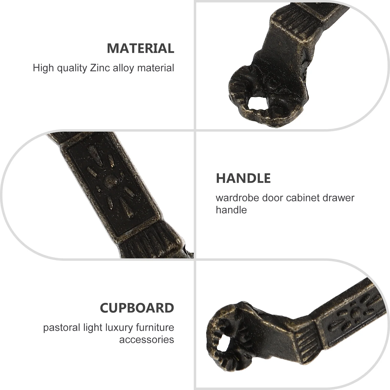 

Zinc Alloy Decorative Drawer Pulls Retro Cabinet Handles Kitchen Wooden Box Pulls Bronze Decoration Hardware