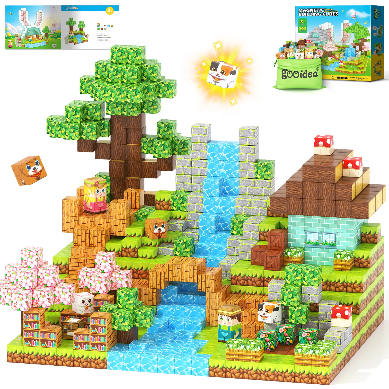 Magnetic Blocks Magnetic Building Blocks, Mine Magnet World Building Crafts, Sensory Toys Learning Game, for Kids Ages 3-5 5-7 8-12 Year Old