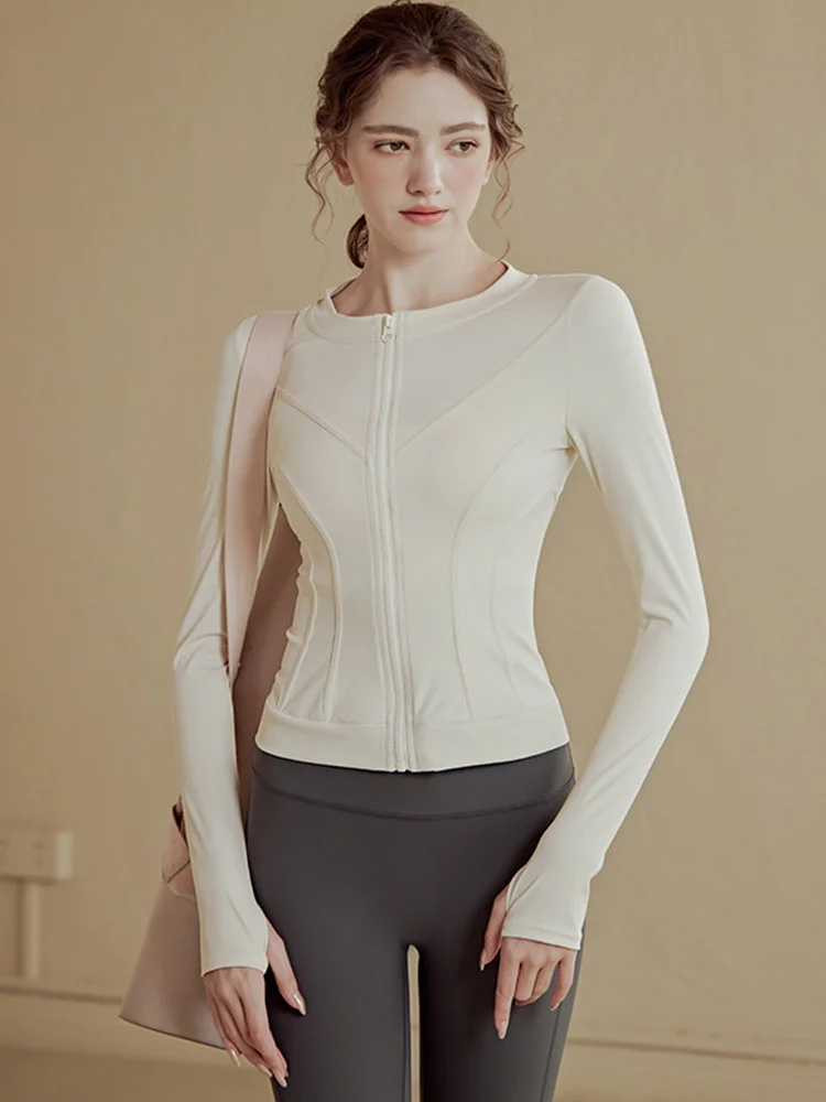 

Sportswear Jaet Women's Autumn Winter Tight Qui Dry Open Cardigan Casual Long Sve Yoga Fitn Top Silk round Ne Zipper