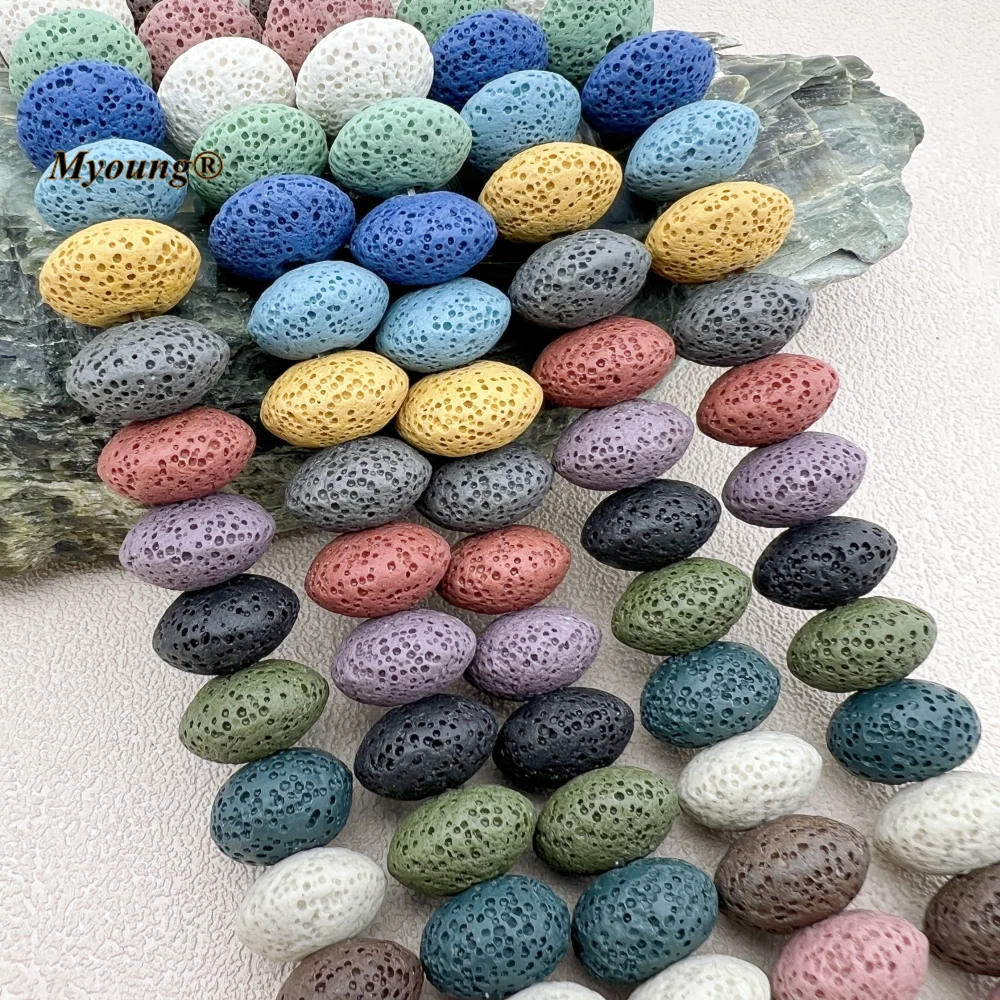 2Strands 10x15MM Multicolor Volcanic Lava Stone Abacus Rondelle Loose Spacer Beads For DIY Jewelry Making MY230966