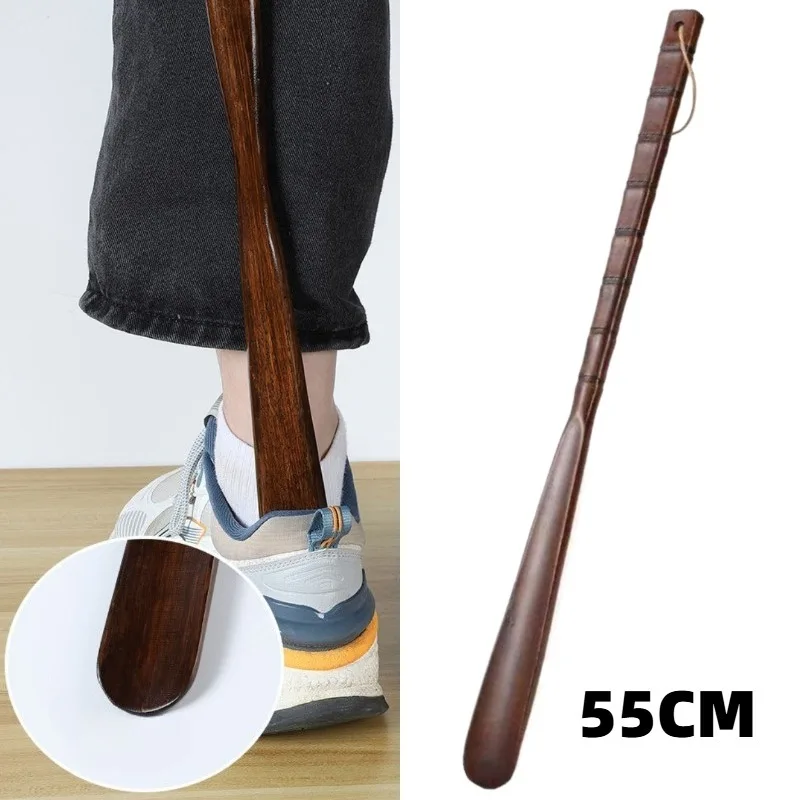 55CM Durable Professional Wooden Shoe Horn Flexible Long Handle Shoehorn Useful Shoe Lifter for Seniors Shoe Spoon Home Tools