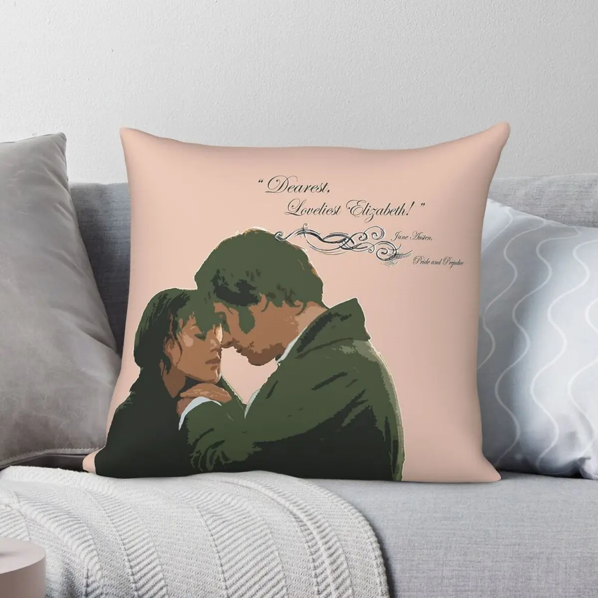 Pride And Prejudice Loveliest Elizabeth Square Pillowcase Polyester Linen Velvet Creative Zip Decor Throw Pillow Case Bed Cover