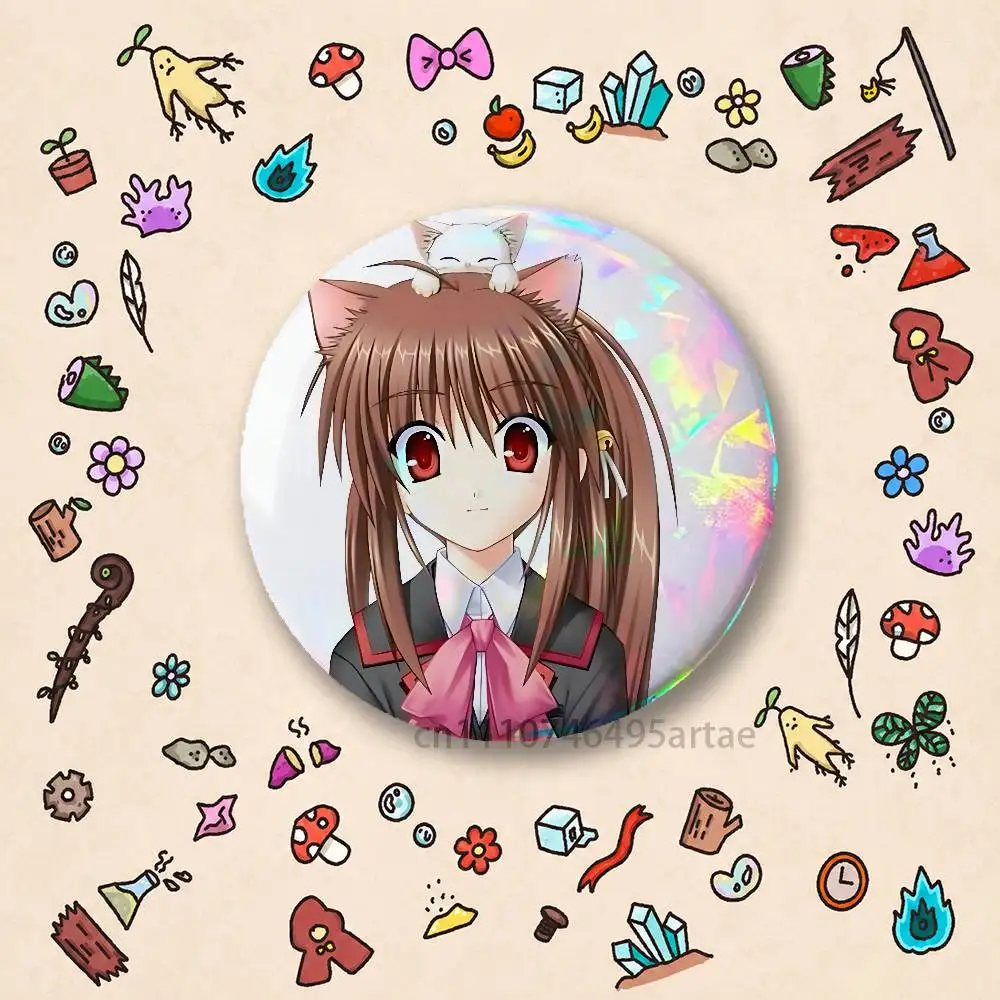 Visual Novel Little Busters! Badges 25 32 44 58 75 mm Round Cosplay Pin Fans Collect Friends Gifts Brooch Souvenir Custom