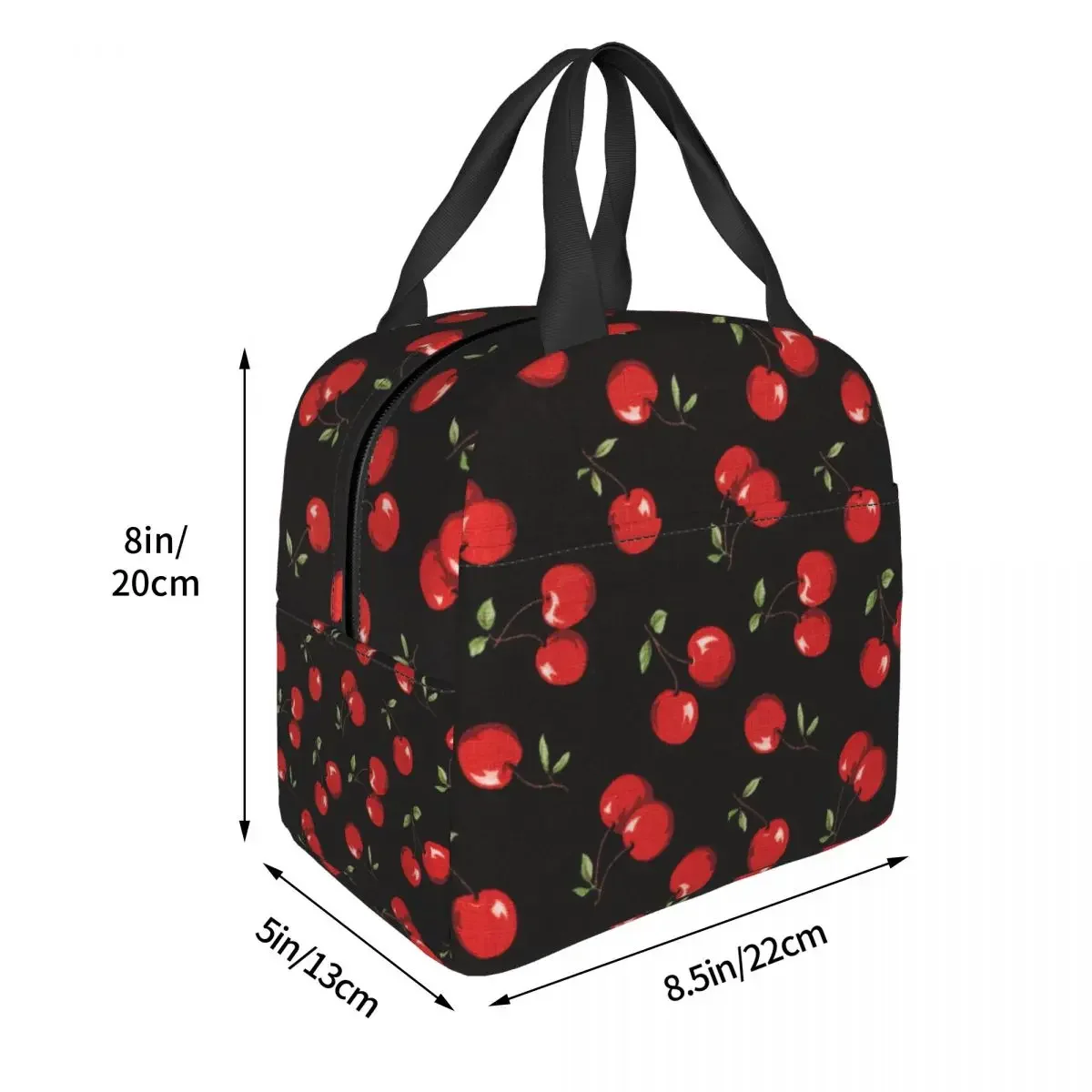 Sacos Cooler Oxford Isolados Portáteis, Cherry Lunch Bag, Tote escolar para mulheres e meninas