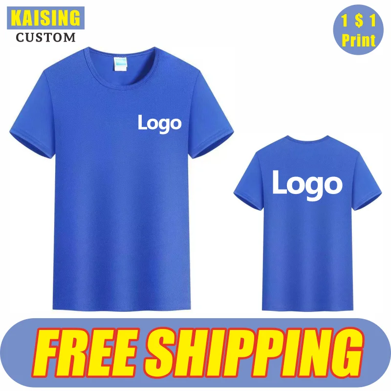 KAISING Quick Dry Sport T Shirt Custom Logo Embroidery Personal Design Print Fashion Running  Tops Men Women Summer 8 Colors