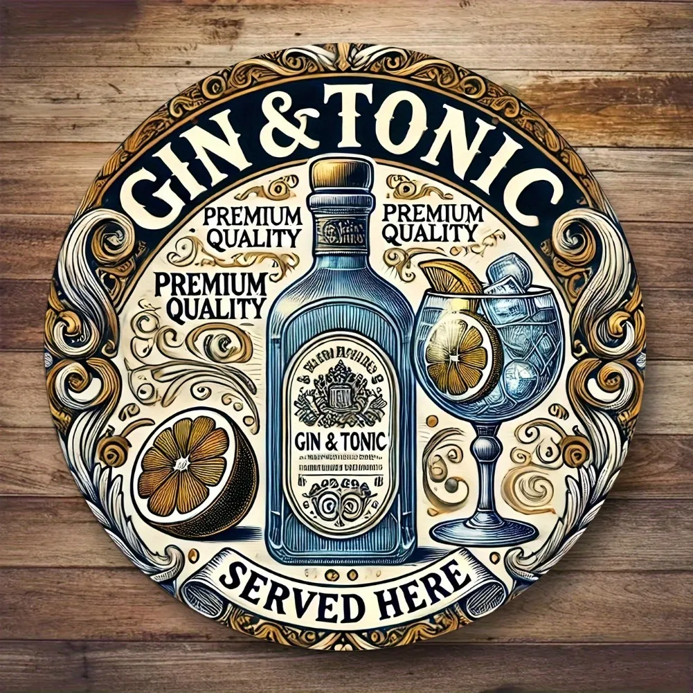 1pc 2D Flat Retro-Style Aluminum Round Sign - 