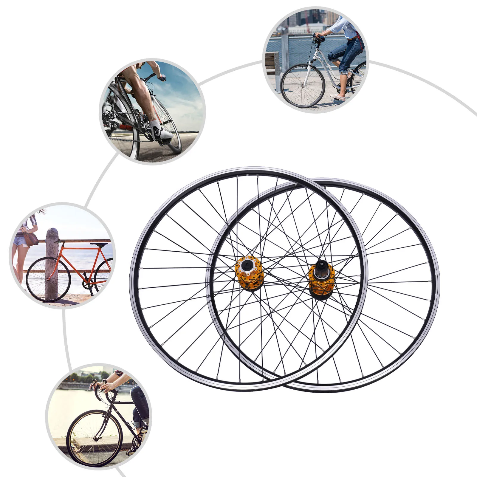 

Mountain Bike Wheelset 69.9cm/27.5Inch,Aluminum Alloy Rim Disc Brake MTB Wheelset, Quick Release Front Rear Wheels