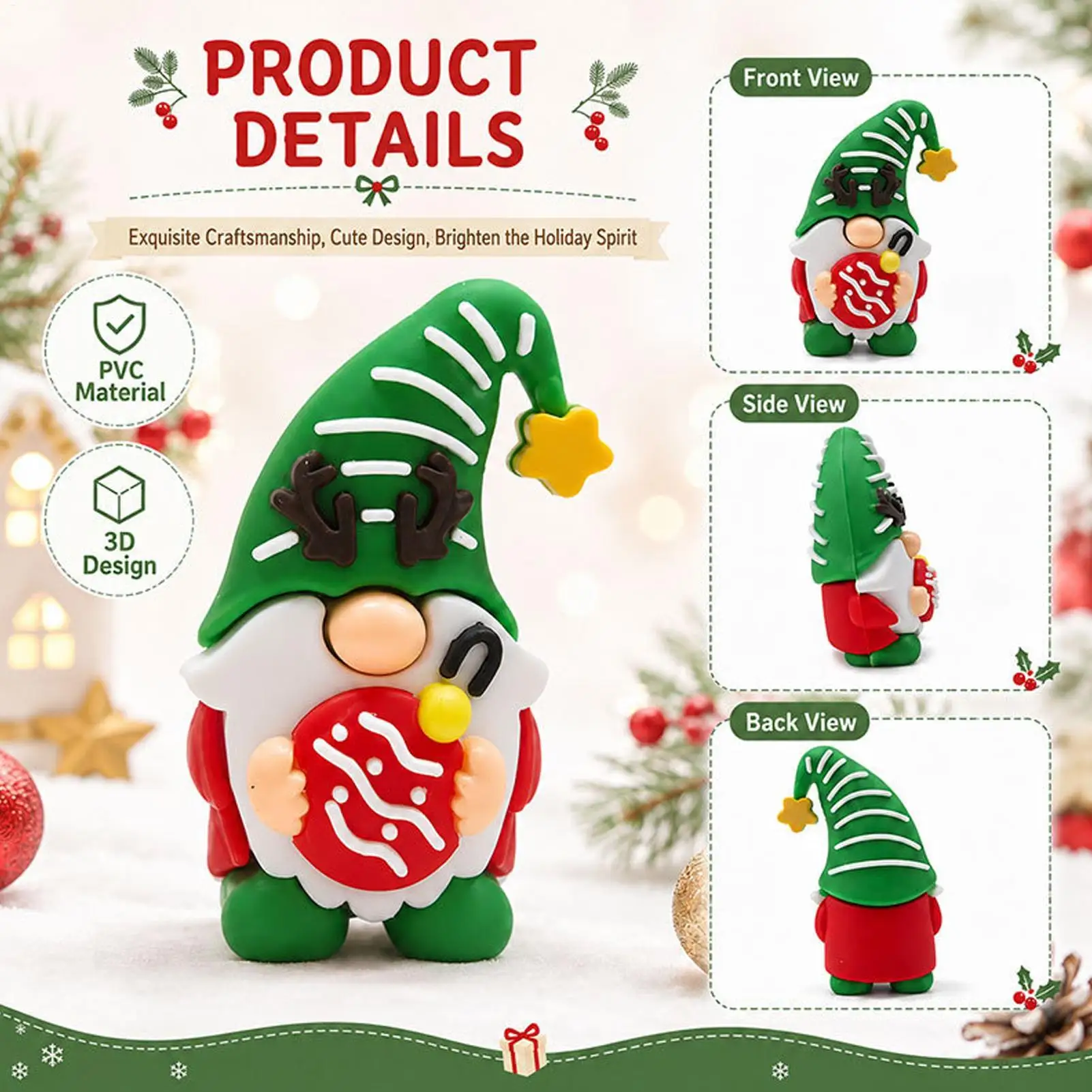 Mini Gnomes 36 Pieces Christmas Miniature Dwarf Sculptures Small Gnomes For Home Desk Fireplace Mantel Windowsill Dining Table