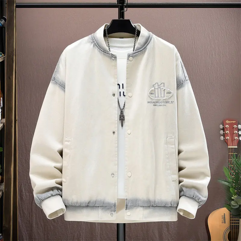 

Trendy Youth Jeans Jaet for Men Spring Autumn Loose Casual Jaet Student Outerwear Embroidered Patchwork Cotton Polyester ...