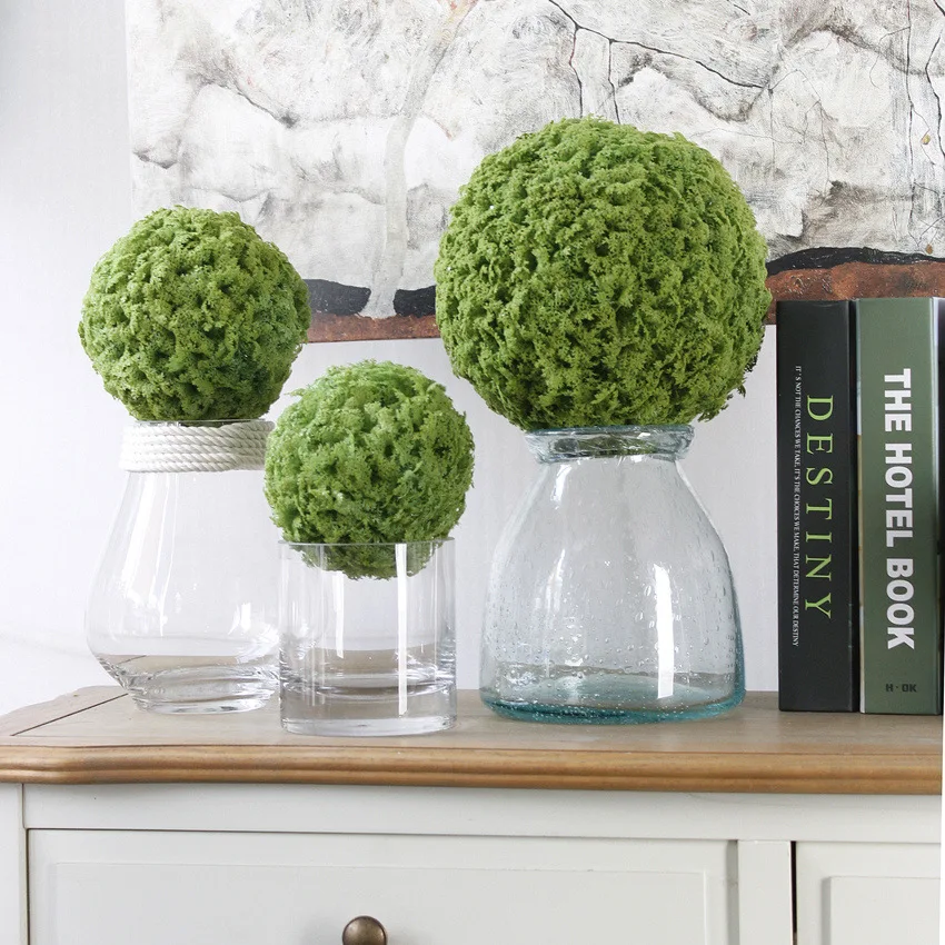 1 PCS Artificial Plastic Green Moss Covered Foam Ball Plant Home Decor Garden Decoration Gift F1116