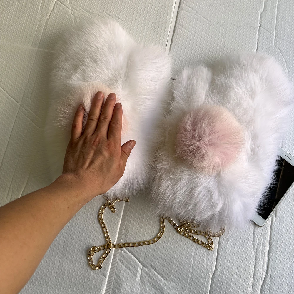 winter high quality women fox fur bigger mittens with double fur palms and opisthenar fox fur full skin gloves mitten