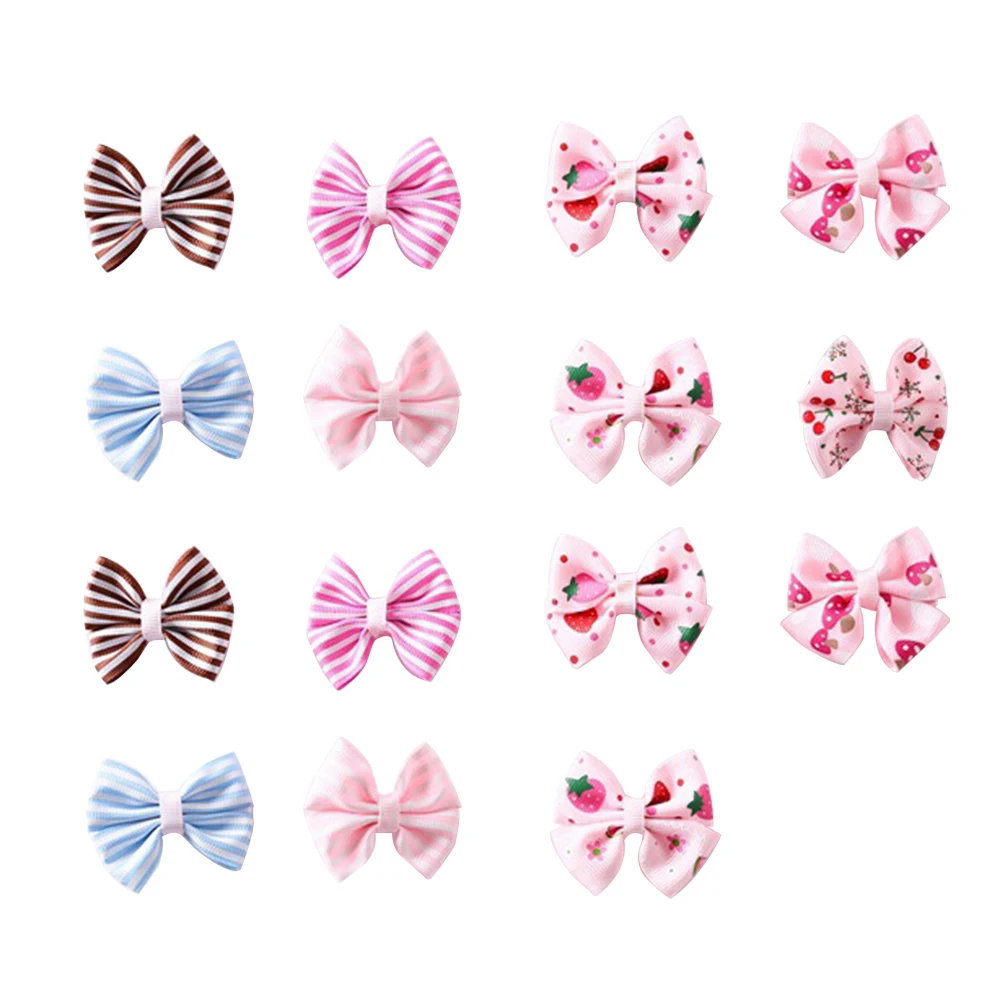 

15pcs Baby Clips Fabric Covered Glitter Flower Assorted Colors Breakage Free Hair Accessories Little Girl Cloth Bows Printed