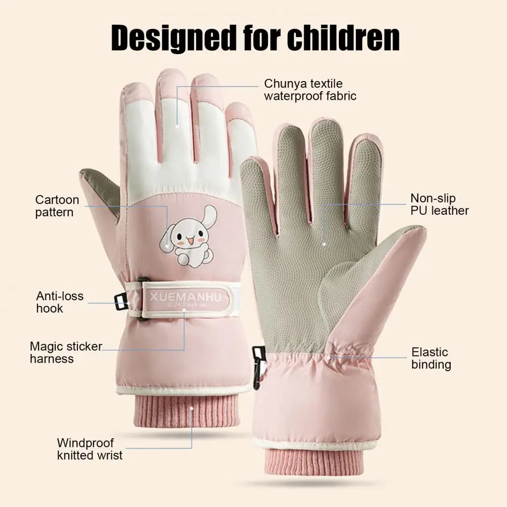 Insulated Winter Gloves for Toddlers Winter Ski Gloves for Kids Windproof Velvet Mittens with for Children