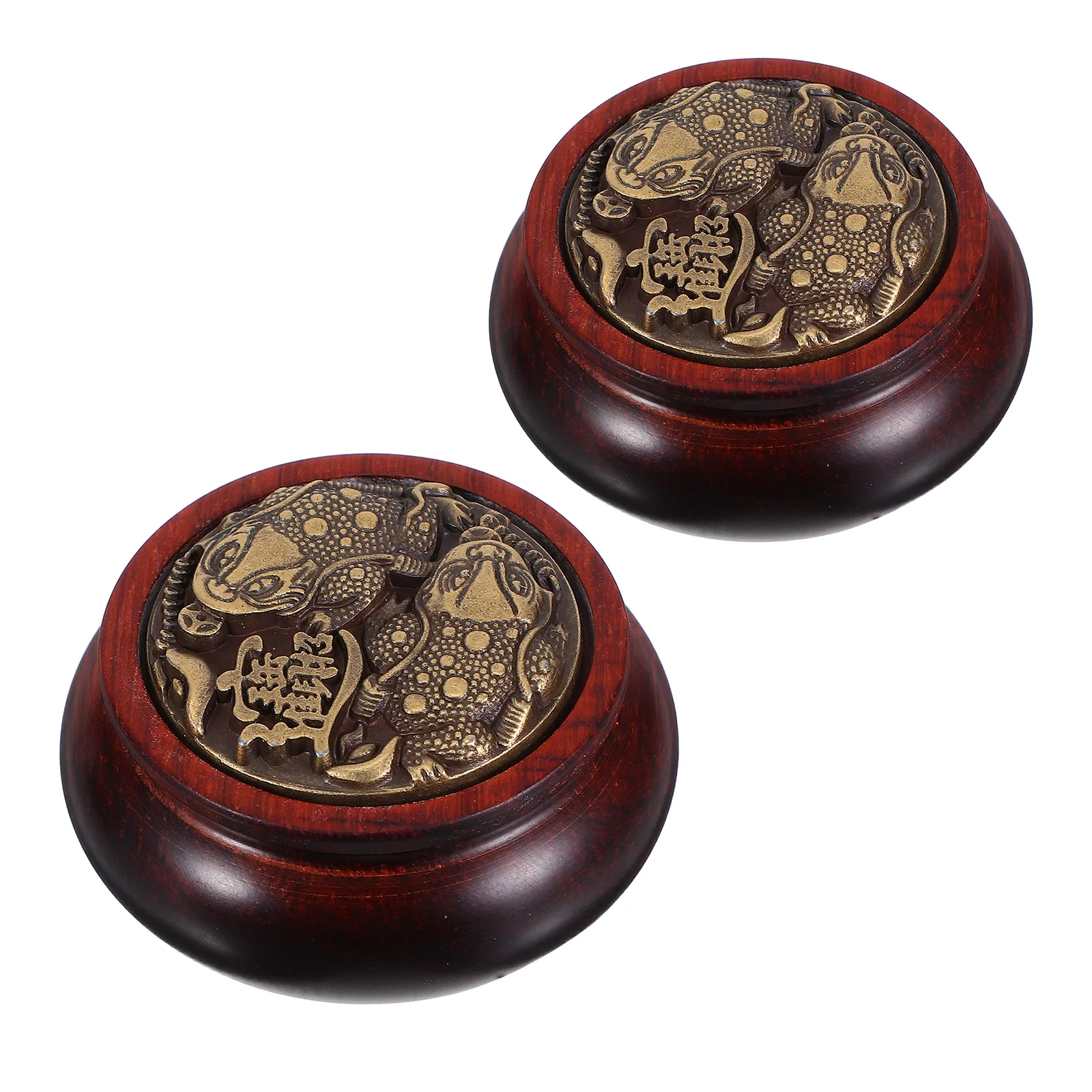 

2Pcs Purple Sandalwood Hand Massage Baoding Balls Dual Sided Wood Brass Acupressure Therapy Relaxation Meditation Strengthening