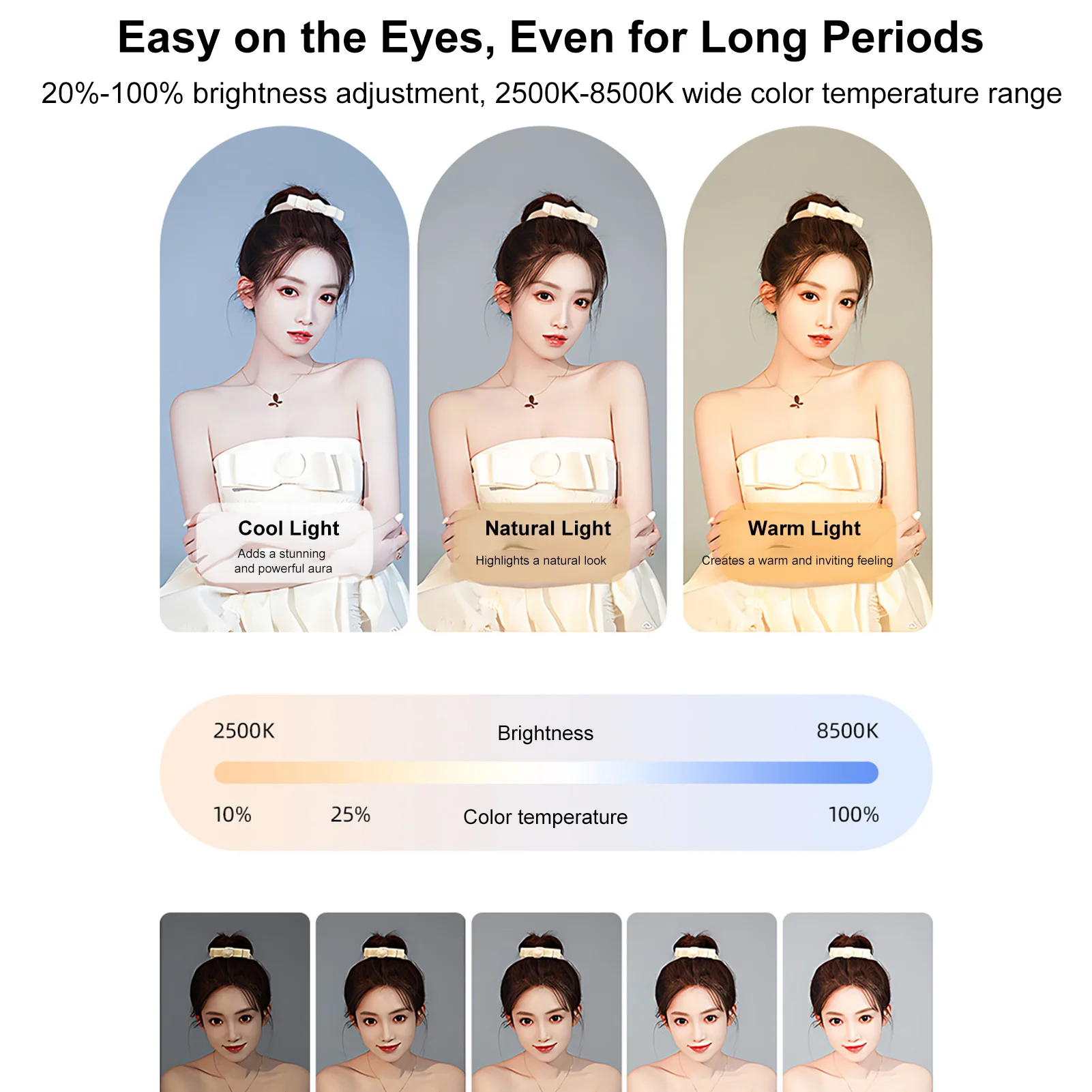 Handheld Rings Selfie Light Rechargeable Cell Phone Light Handheld Phone Stabilizer with Phones Holder for Video Recording